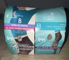 NEW  L'EGGS BODY BEAUTIFUL LONG LEG SHAPERS PANTYHOSE SZ B BUFF OR NUDE