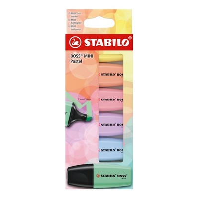 STABILO Boss Mini Pastel   Mini Highlighter   Cardboard Case x 6 Highlighters...