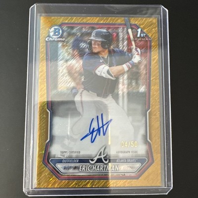 2026 Bowman Eric Hartman Chrome Prospect 1st Gold Shim Refractor Auto /50 CPAEHA