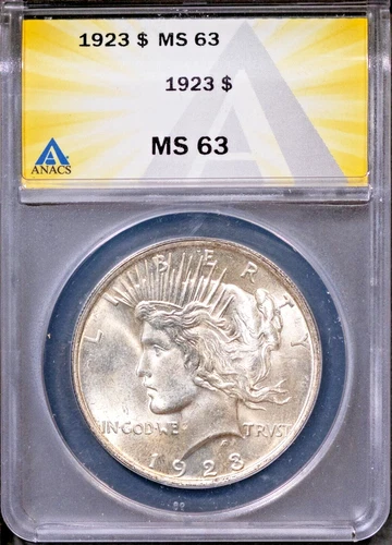 1923 Silver Peace Dollar MS 63 ANACS # 7786725 + Bonus
