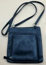 A Very Cool Vintage Peppled Leather Black Fossil Crossbody Handbag