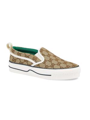 Gucci Tennis 1977 GG Supreme Logo Canvas Flat Slip On