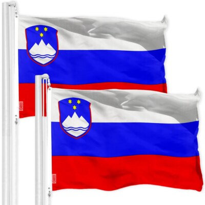 G128 2 Pack: Slovenia Slovene Flag 3x5 Ft Printed 150D Poly, Indoor/Outdoor