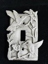 PEWTER SILVER HUMMINGBIRD KIDS ROOM GARDEN ATRIUM LIGHT SWITCH PLATE COVER