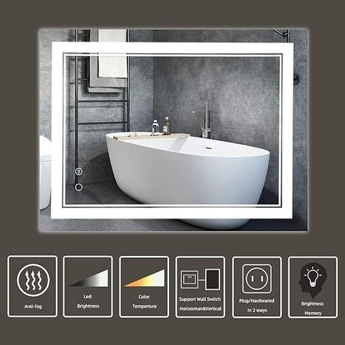 24x32 in LED Bathroom Vanity Mirror 3 Colors Dimmable Lights, Enhanced Anti-Fog - Picture 7 of 7