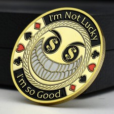 Texas Hold'em Chip Commemorative Medal Smiling Face Gold Plating Lucky Coin