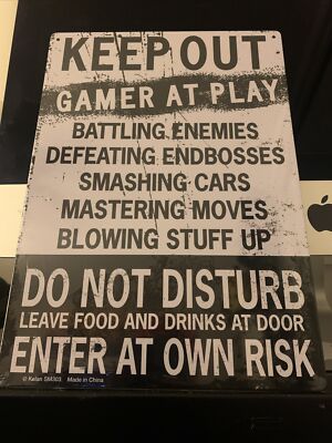 Keep Out Gamer At Play Do Not Disturb Enter At Own Risk 8x12 Metal Wall Art Sign
