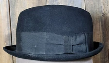 Vintage Wynewood Black Genuine Fur Felt Fedora Classic Pork Pie 7 22” 1950's