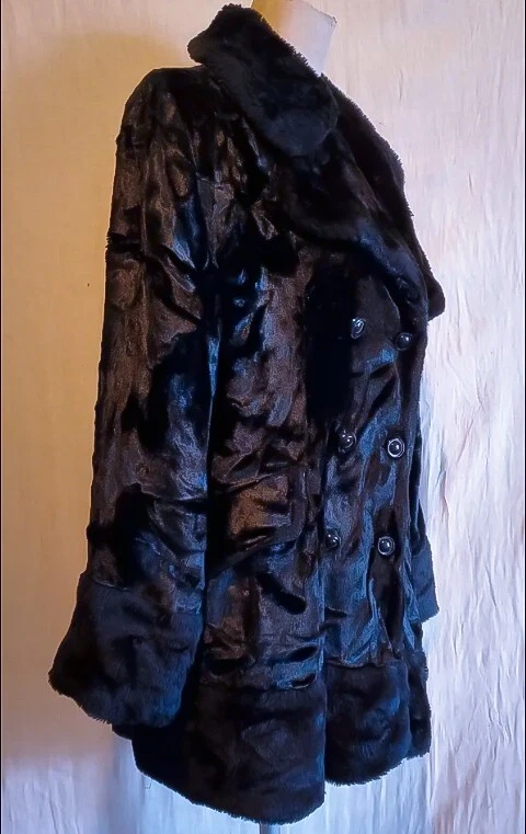 Abrigo De Colección Años 70 Felpa Imitación Piel Terciopelo Línea A Doble Pecho con Cintura Ajustada Talla L Foto 4 de 4