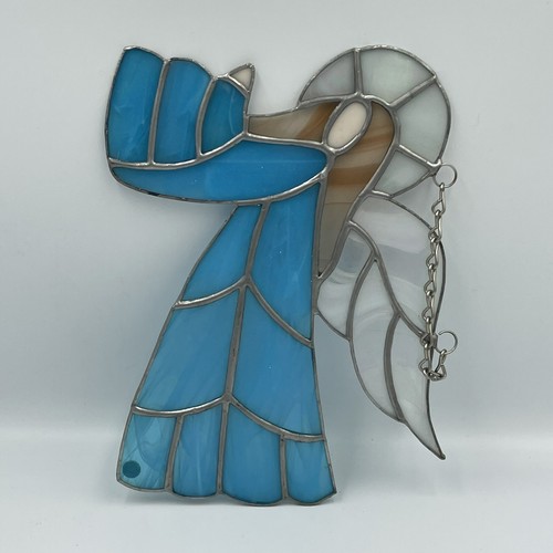 Stained Glass Angel Suncatcher Handcrafted Leaded Hanging Window Charm - Picture 2 of 9
