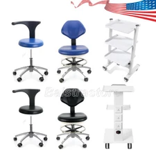 3 Shelf Dental Trolley Medical Tool Cart/ Mobile Dentist Stool Rolling Chair