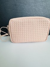 Valentino Makeup Wrist Bag Clutch/ Travel Pouch Small - Beige Studded Texture 