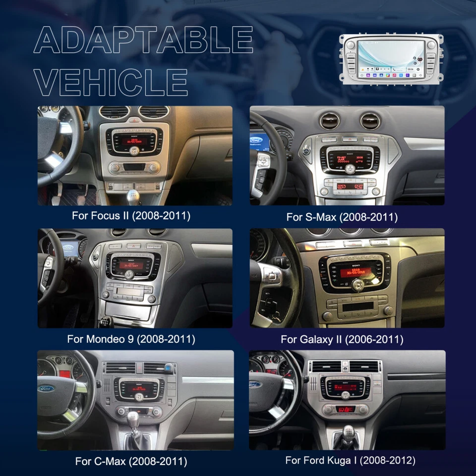 7" Carplay Android 15 Autoradio GPS Nav Für Ford Focus Mondeo Mk4 C/S-Max Galaxy - Bild 4 von 4