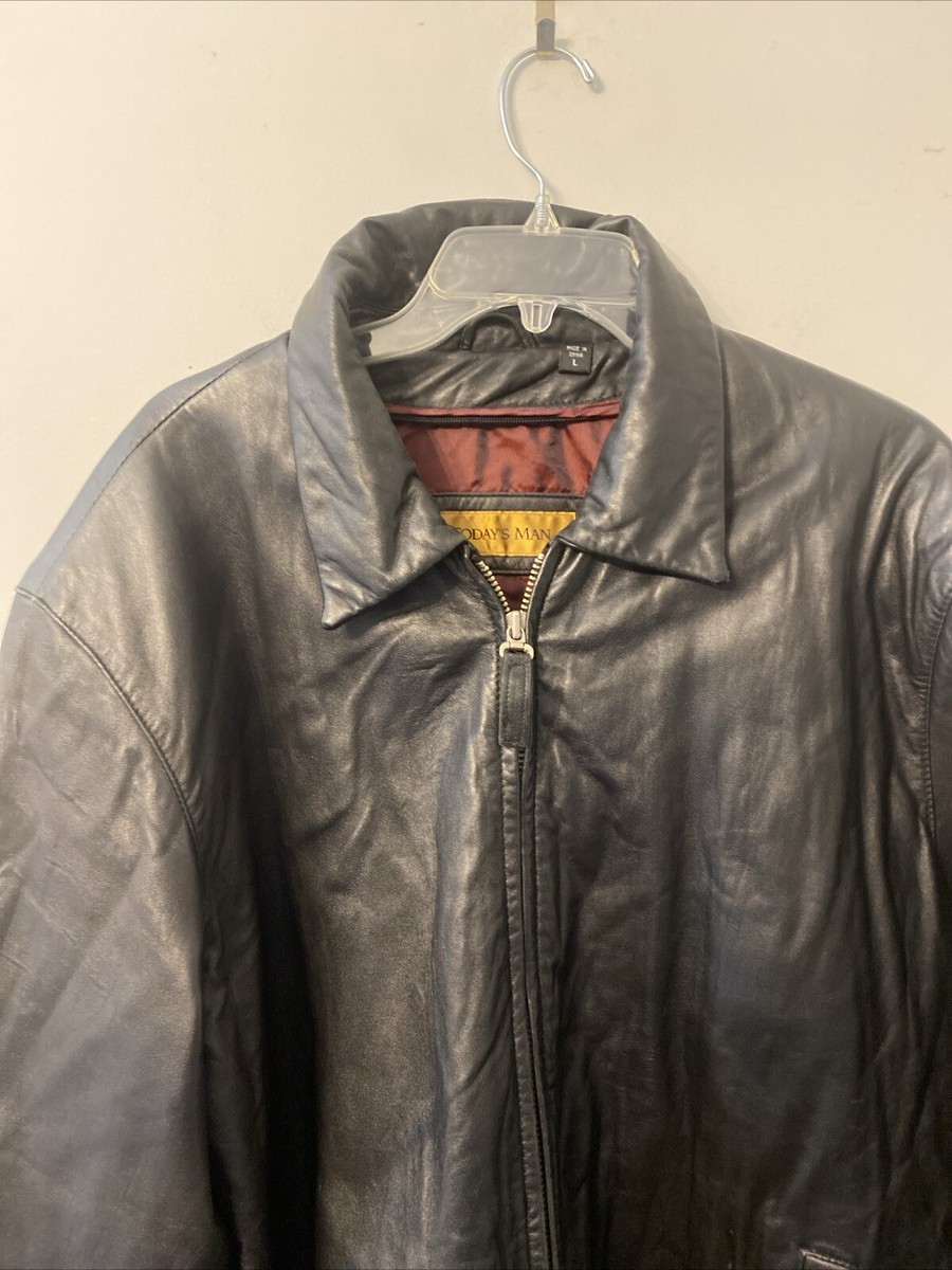 Vintage Today's Man TM Leather Jacket Black Size Large | eBay