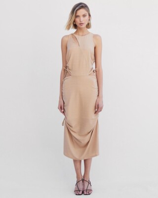 BNWT SUBOO GOLD THE LIZ ROUCHED MIDI TANK DRESS - SIZE XS (RRP $299) | eBay  Australia