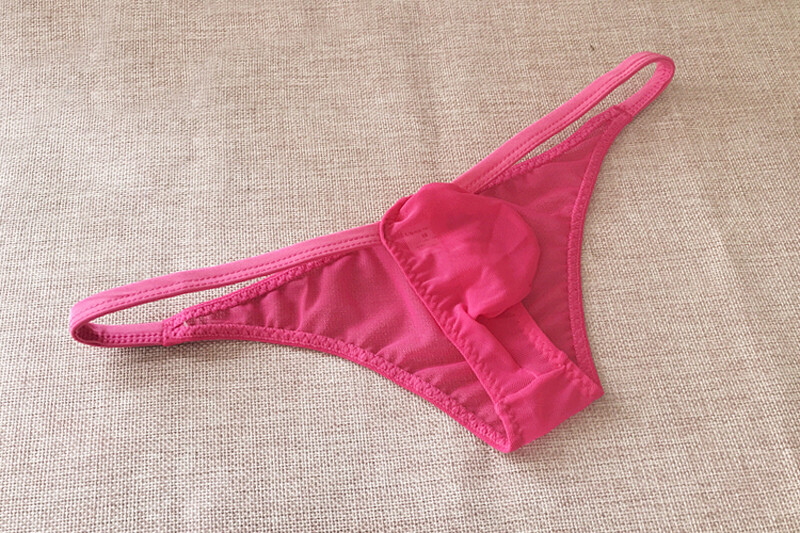 Sheer cheeky string bikini men's underwear with pouch 6 colors