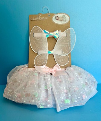 Elly & Emmy 3 Piece Photo Op Pink/White/Sparkle Angel Tutu Size 0-12 Months NEW