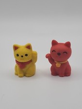 IWAKO Japanese Animal Puzzle Eraser Rubbers Manekineko Lucky Cat Set of 2