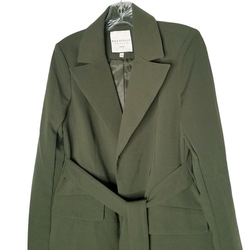 Bagatelle Jacket Women Small Olive Green Belted Long Blazer NWT Classic - Picture 3 of 9