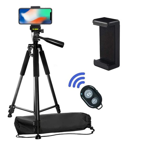 60" Full Size Tripod + iPhone Samsung Mount + Remote for Canon Rebel T7i, T6i,T6 - 第 1/12 張圖片