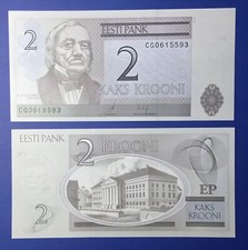 FREE POSTAGE, E/13/6, Estonia, 2 Krooni, 2007P-85b, Uncirculated see below.