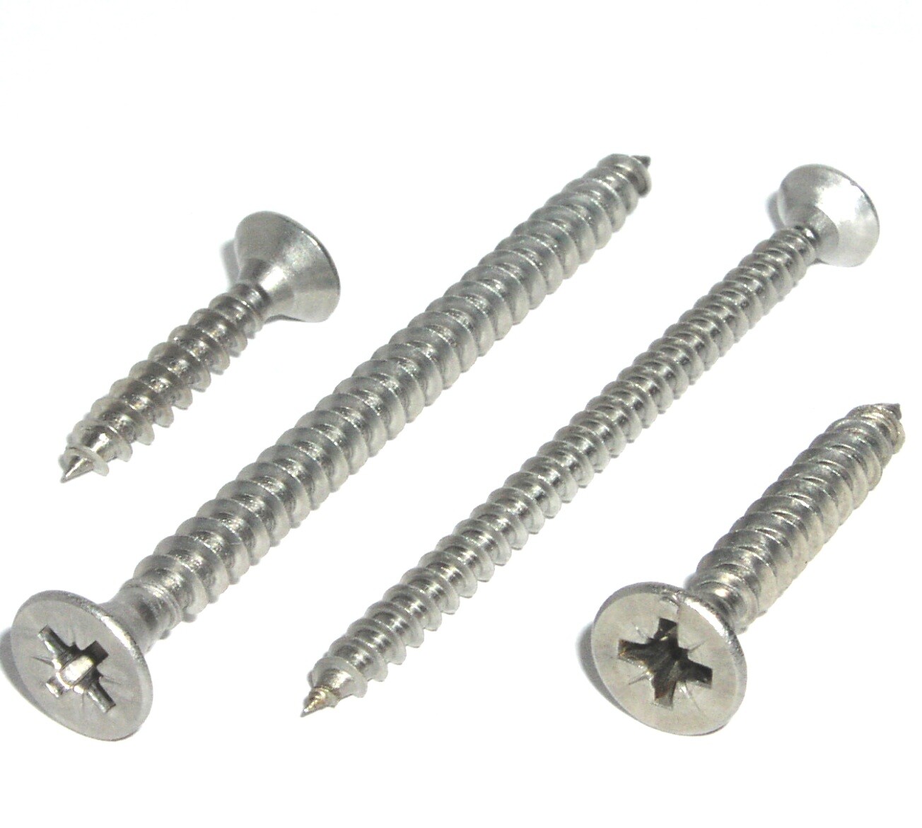 3mm to 6mm A2 Stainless Steel Pozi Countersunk Chipboard / Wood Screws