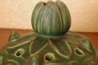 Stunning Antique Weller Pottery Lotus Bloom Flower Frog 1920s Weller Ware Green