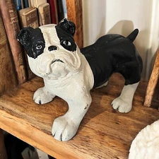 RARE VINTAGE Cast Iron Bull Dog  Coin Bank / Door Stop MACK Truck? Hubley? 