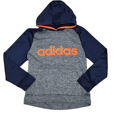 Adidas Youth Boys XL 18/20 Gray, Orange  Navy Blue Pullover Hoodie Logo