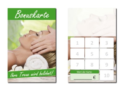 500 Stück Wellness Bonuskarten Treuekarten Massage Beauty Kosmetik Spa (BOK-417)