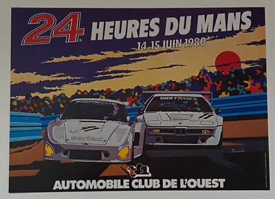 ORIGINAL 1980 24 Heures Du Mans LeMans  Race Poster Porsche BMW Not a Reprint