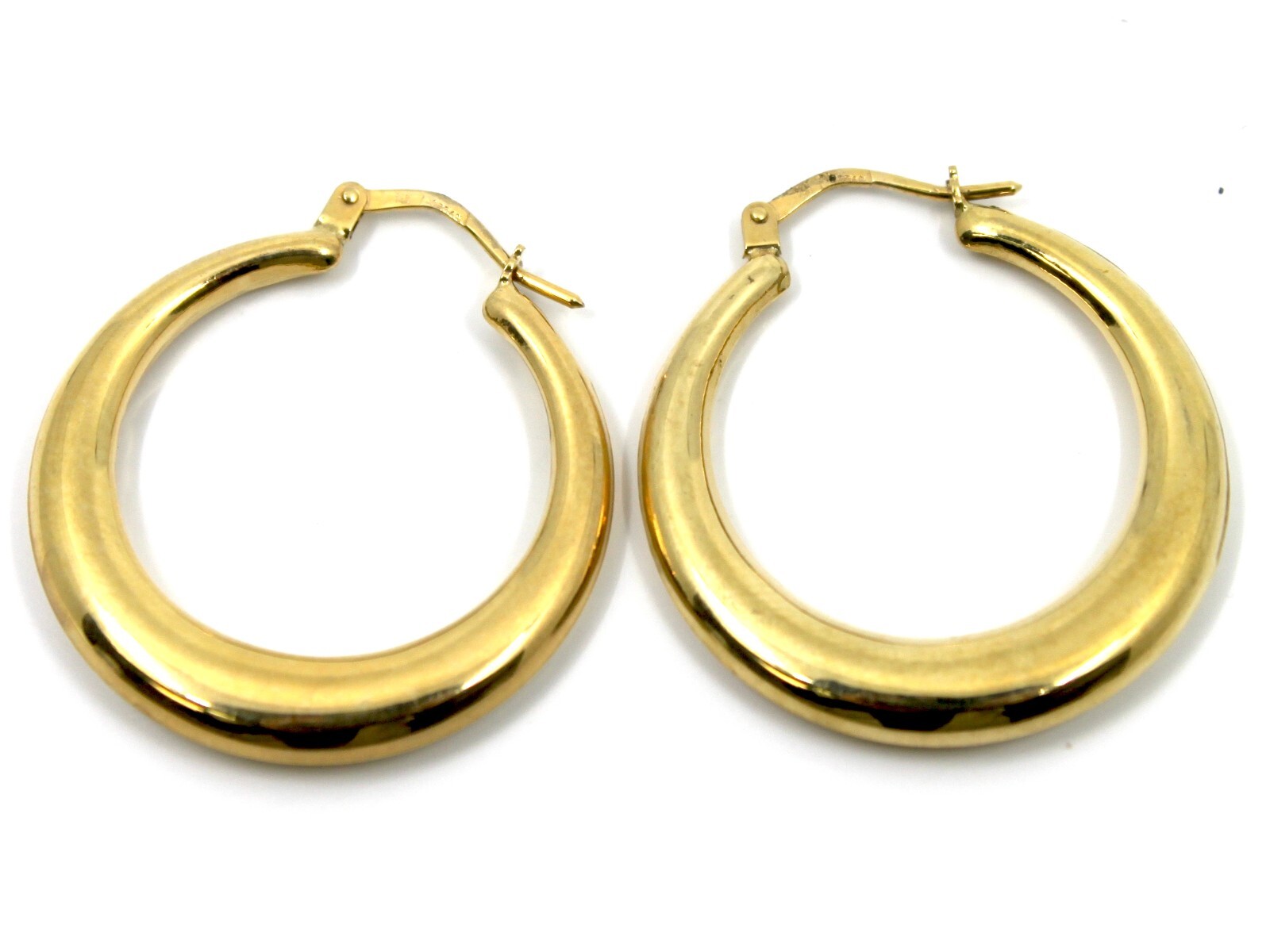 Smooth 14k Solid Yellow Gold Hoop Earrings  -image