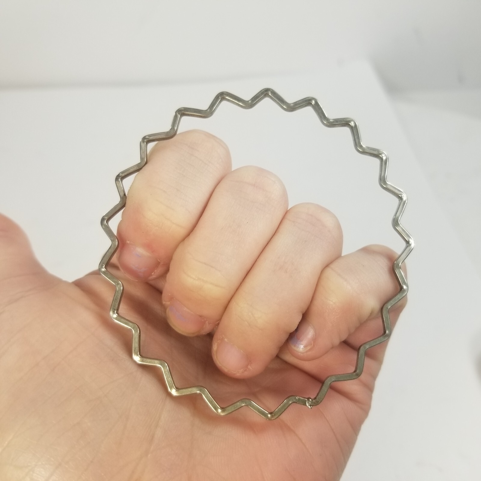 Silver Tone Zigzag Wavy Solid Bangle Bracelet - image 3