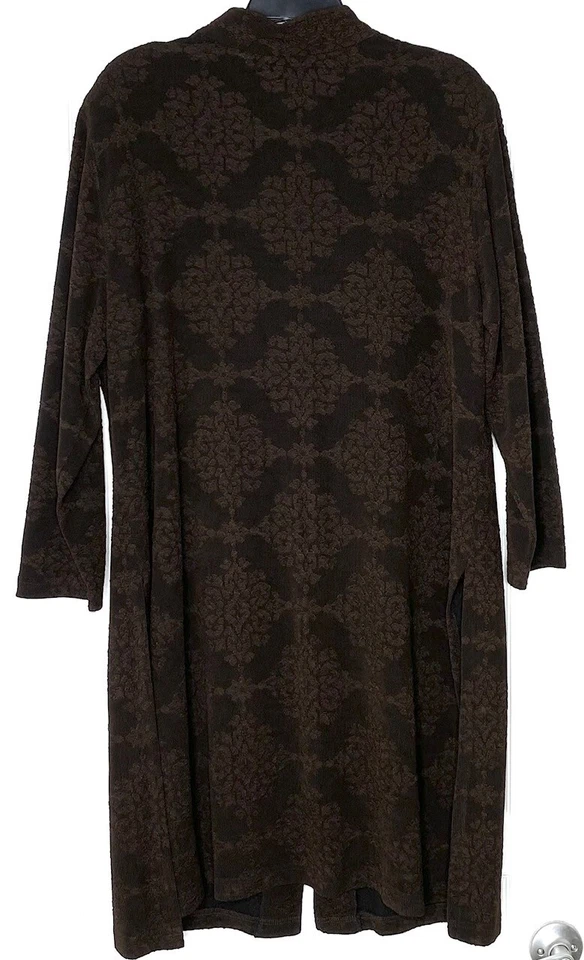 VIKKI VI Textured Jacquard Knit Mandarin Long Duster Cardigan Jacket Dress 1X 🤎 - Image 2 of 4