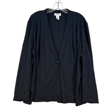 Talbots Woman Black Single Button V-Neck Knit Cardigan Plus Size 3X Long Sleeve