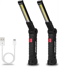 2 Pack Rechargeable LED Work Light Magnetic Base 360 Rotation Portable Shop Lamp