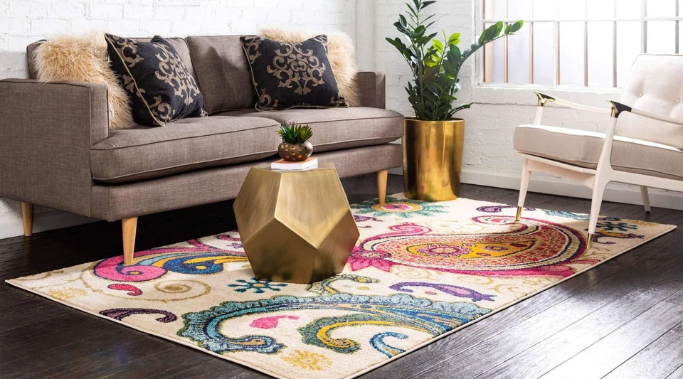 Estrella Collection Colorful, Paisley, Floral, Abstract, Modern Area Rug, 9 x... - Image 2 of 4