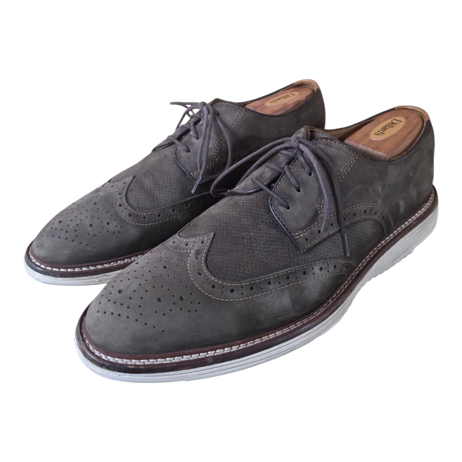 Johnston Murphy Upton Embossed Wingtip Brown Suede Dress Shoes 12 M 20-3528