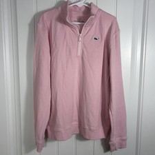 Vineyard Vines Girls Pink 1/4 Zip Pullover Sweatshirt Whale Logo Size M 10-12