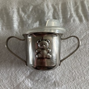 Vintage Gorham Silver  Toddler Sippy Cup featuring Embossed Teddy Bear