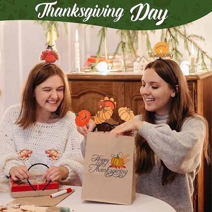 12 piezas decoraciones de diadema de pavo de acción de gracias, cabeza de fiesta calabaza de otoño Foto 4 de 4