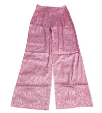 NY C Womens S Leopard Print Pants Pink Pockets Belted Wide Leg Polyester