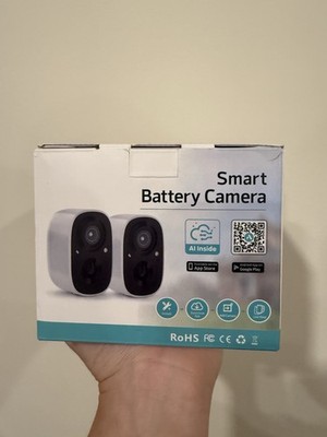Smart Cam Battery Indoor/Outdoor Wireless Compatible Alexa, 2-Pack