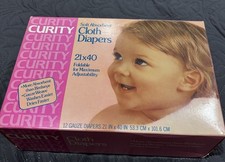 NOS SEALED Box Of Vintage 1960s Curity Gauze Cloth Diapers by Kendall 12 21  x40  