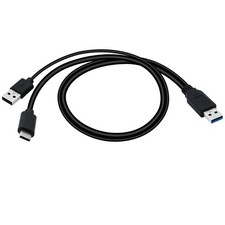 USB Type C Male to USB 3.0 A USB 2.0 Male Dual Power Data Y Cable for Laptop...