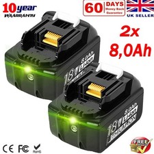 2Pack for Makita 18V Li-Ion LXT 8.0Ah Battery BL1860 BL1850 BL1830 BL1840 LED UK