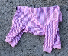 Yeapeeto Dog Post-Surgery Pink White Striped Full Body Suit Top Zip Size XL NWOT