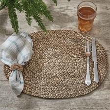 Jute Oval Braided 13x19 Placemat Set 6 COUNTRY Farmhouse Rustic Oversized Park