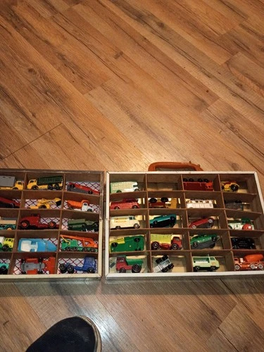 Lesney, Matchbox And Various Vintage Toy Cars In Carrying Case. Lot Of 75