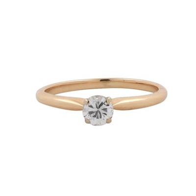 14K Bicolor Gold Diamant Solitär Verlobungsring 0,30CT Rund Nachlass Größe 5